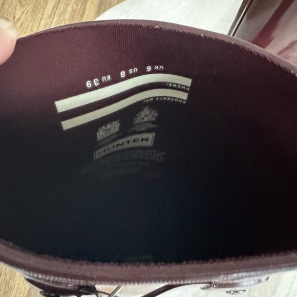 Hunter Original Back Adjustable Gloss rain boot Burgundy size 8 - Picture 4 of 6